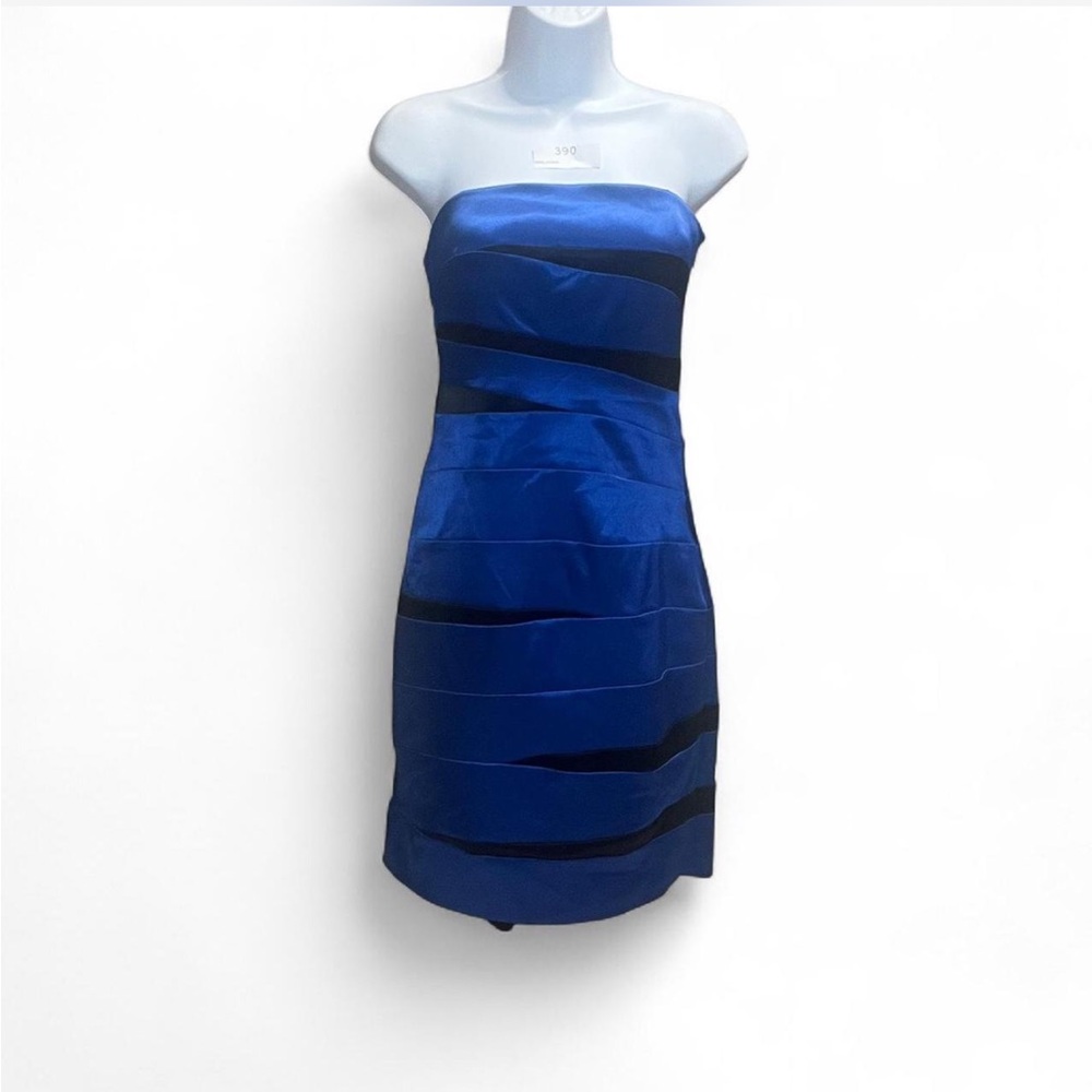 B. Darlin Juniors' Strapless Cocktail Party Dress, Blue & Black,‎ Size: 7/8